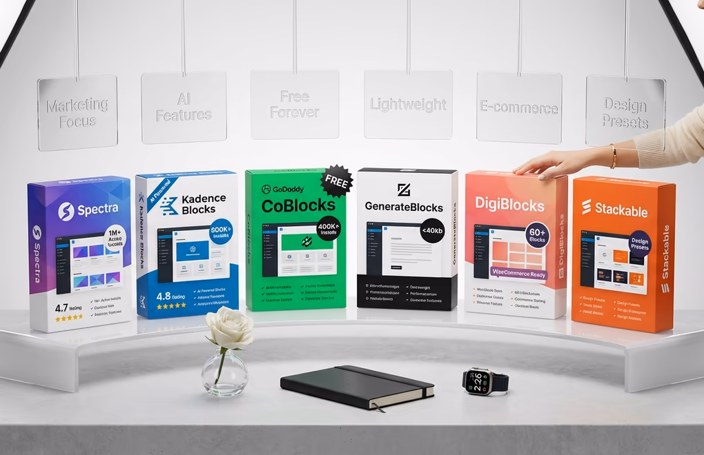 block plugins comparison, Spectra, Kadence, DigiBlocks