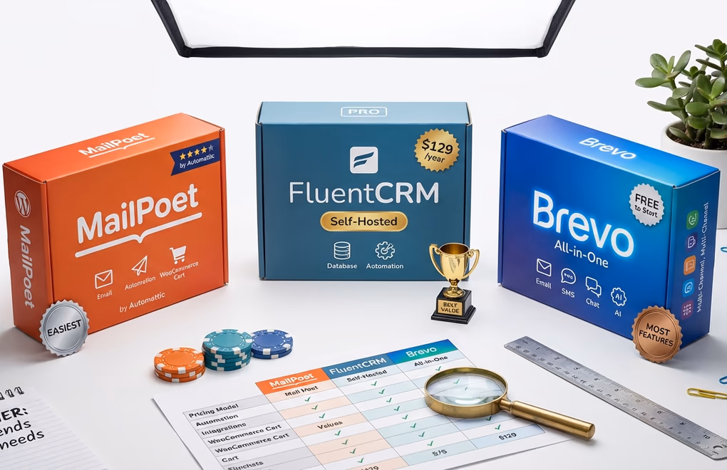 Best WordPress Email Marketing Plugins: MailPoet vs FluentCRM vs Brevo 5 email plugin comparison, feature matrix