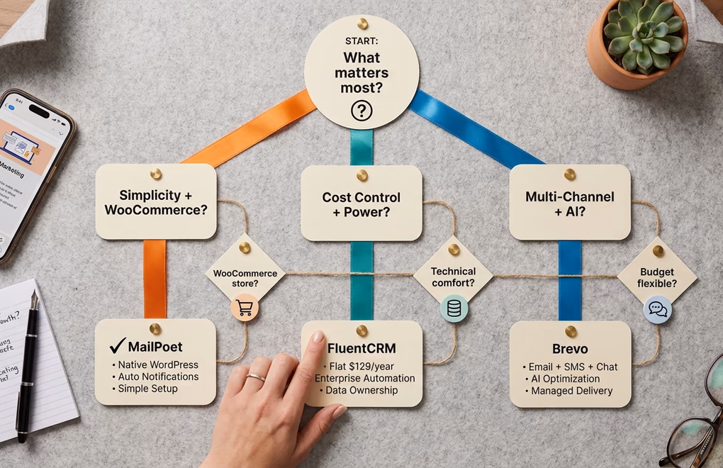 Best WordPress Email Marketing Plugins: MailPoet vs FluentCRM vs Brevo 6 email plugin selection, decision guide
