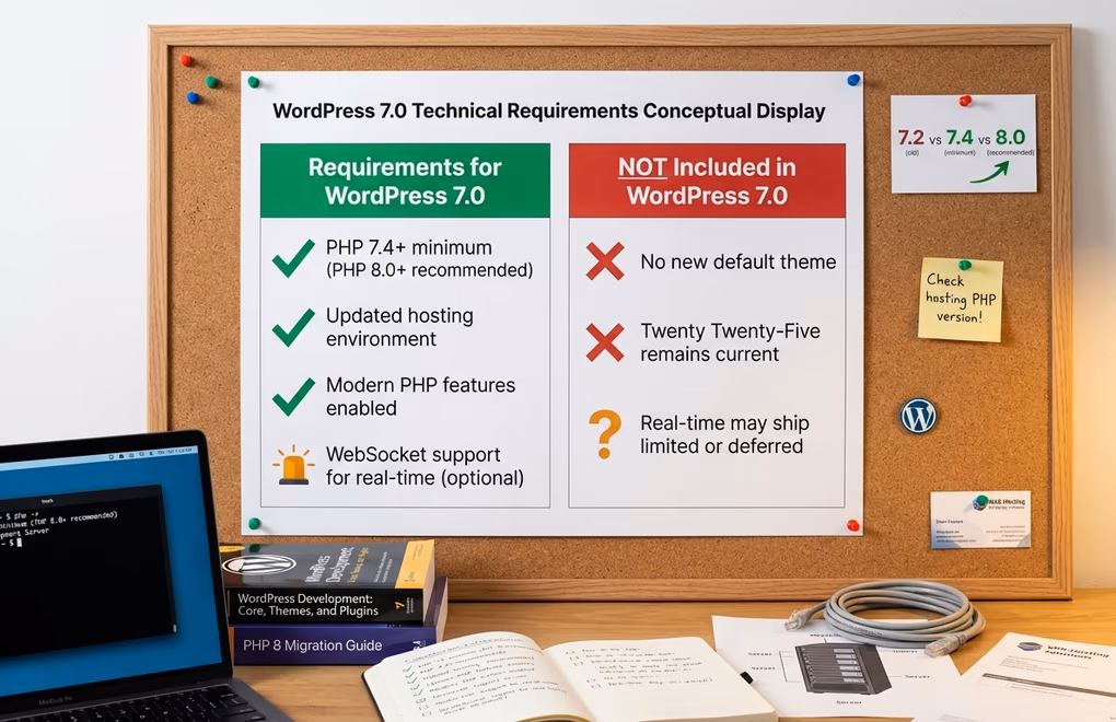 WordPress 7.0 Release Date & Features: The Complete 2026 Guide 8 PHP requirements, what is not coming, WordPress 7