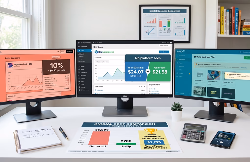 platform comparison, Gumroad vs WordPress, hosted platforms