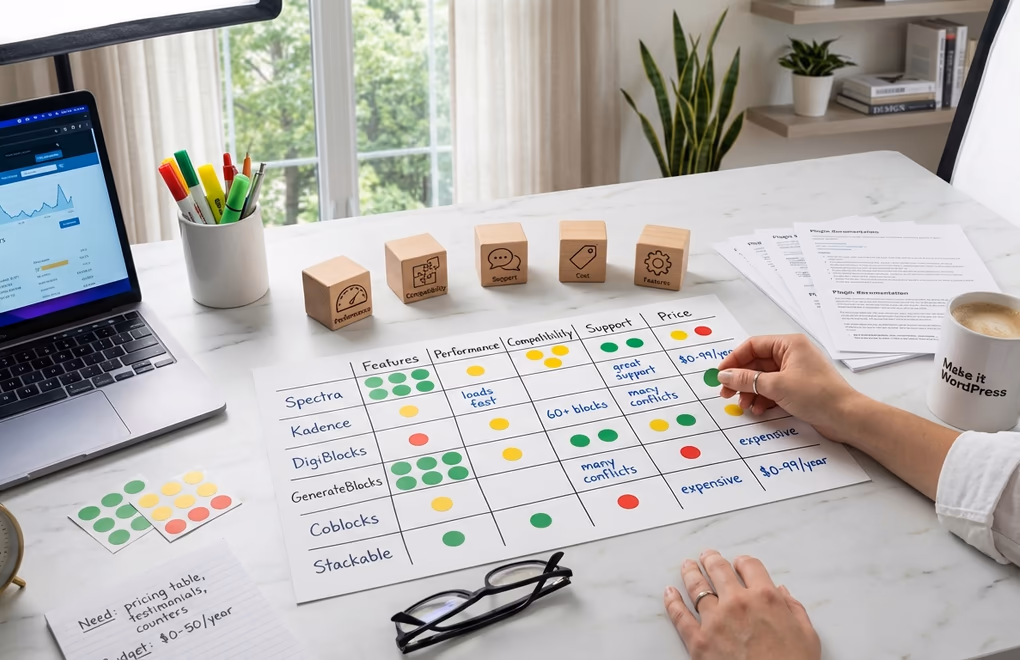 plugin selection, decision making, WordPress requirements