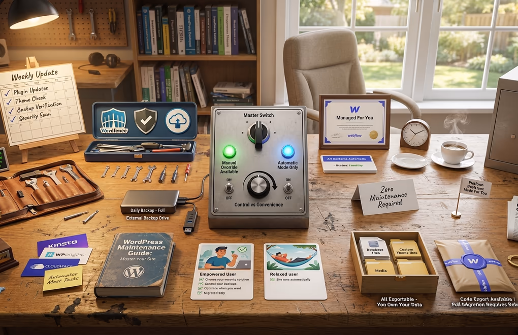 WordPress vs Webflow in 2026: The Complete Platform Comparison Guide 8 website maintenance, security management, platform control