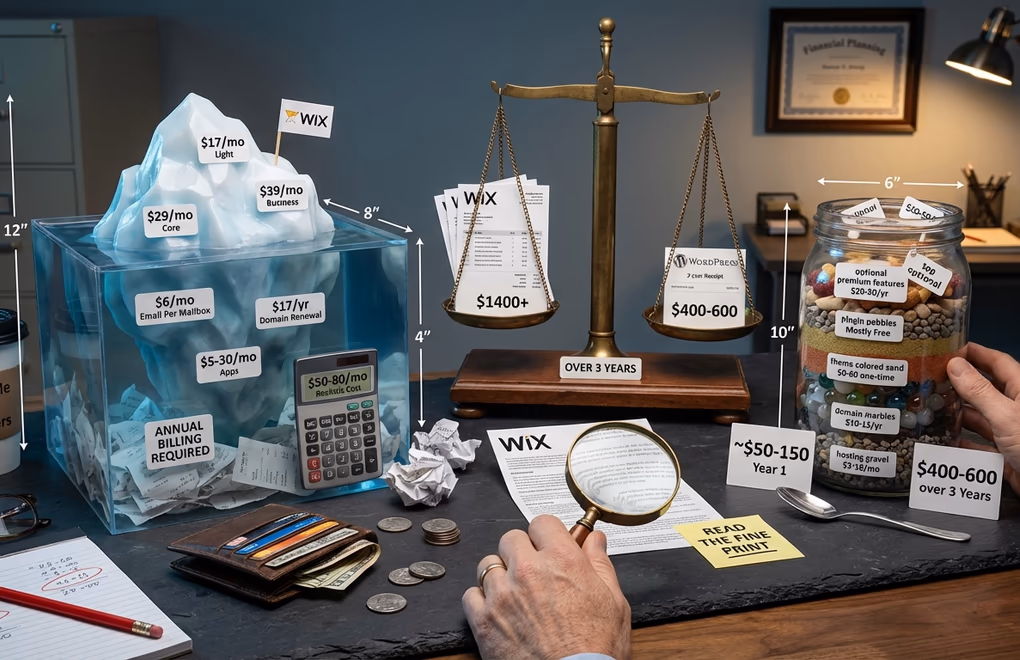 WordPress cost, Wix pricing, website expenses