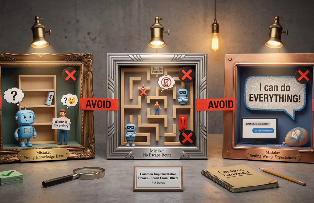 chatbot mistakes, implementation errors, best practices