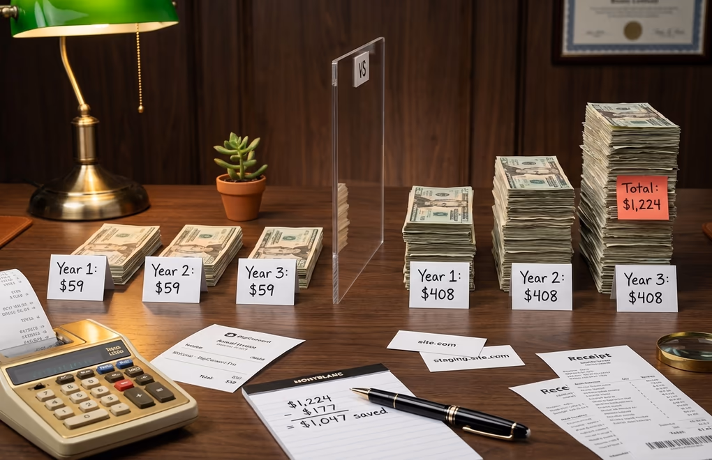 pricing comparison, 3-year costs, cookie consent