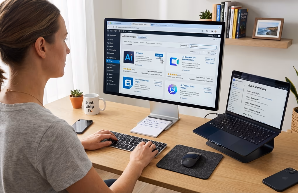 WordPress setup, plugin installation, chatbot configuration