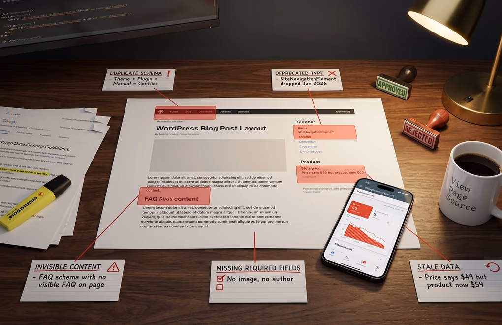schema errors, rich snippet mistakes, WordPress SEO