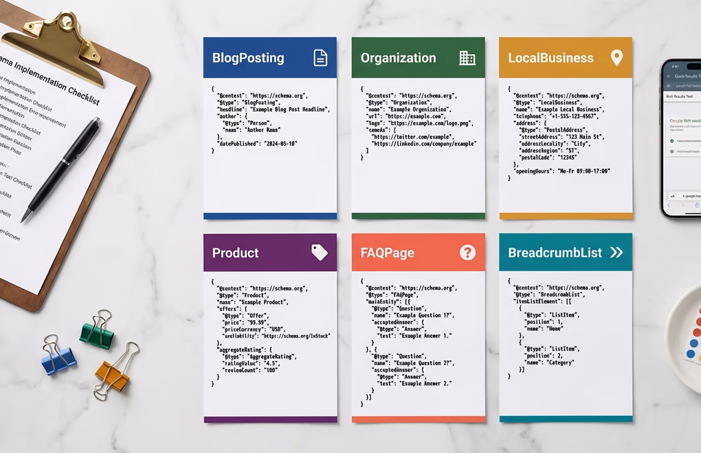 schema templates, JSON-LD, code snippets
