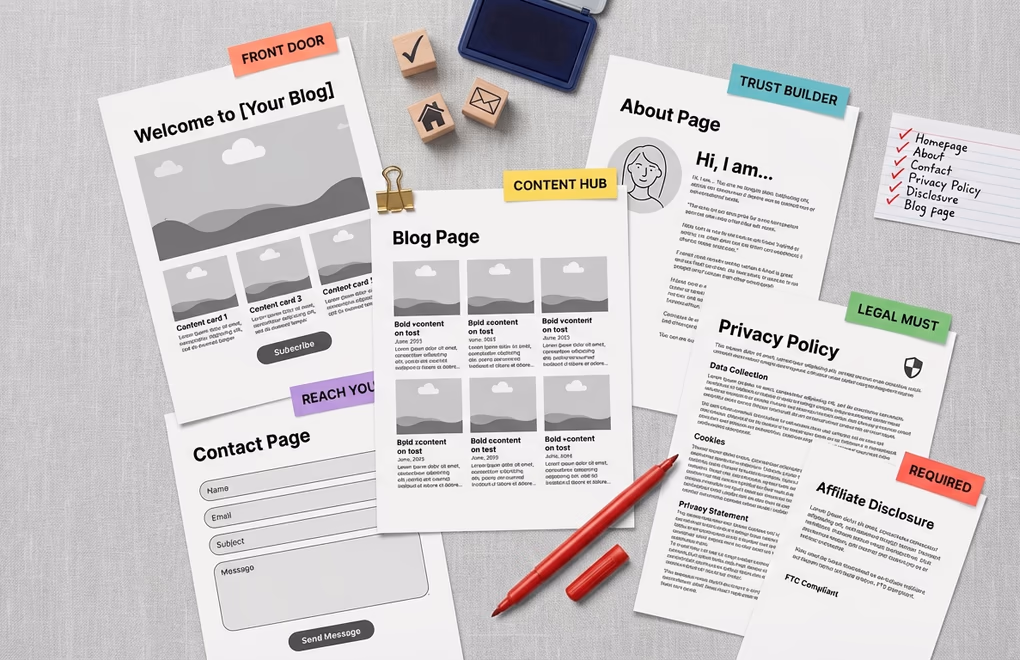 blog pages, WordPress pages, essential pages