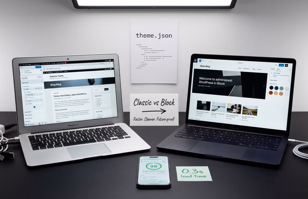 WordPress block theme, classic vs block, theme installation