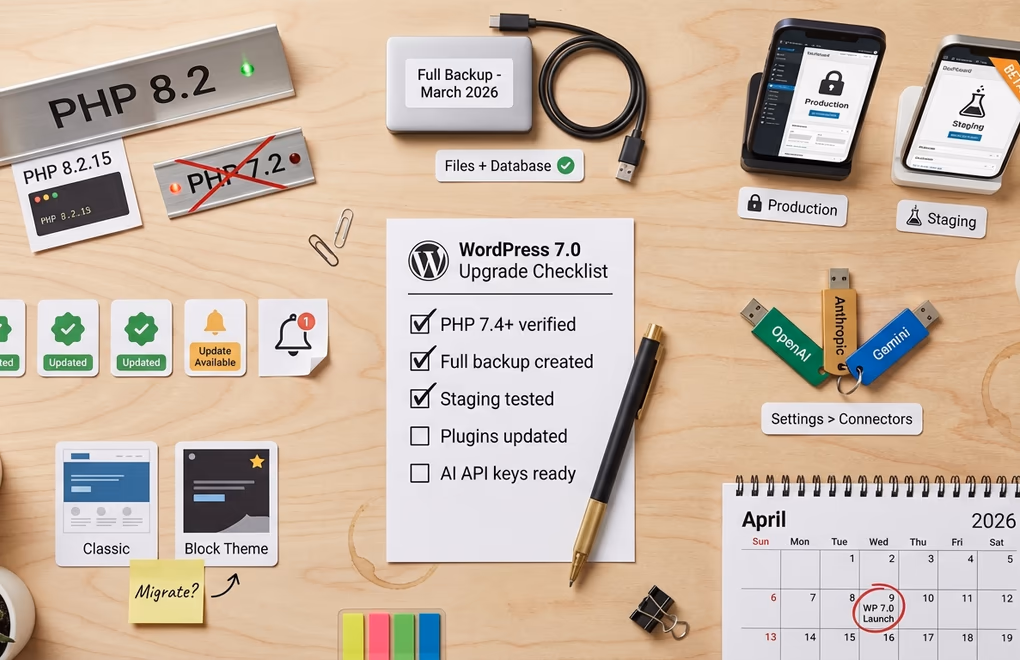 WordPress preparation, upgrade checklist