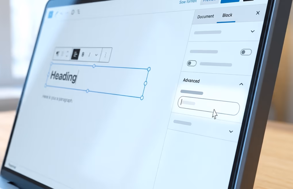 Adding an HTML anchor to a heading block in the WordPress editor