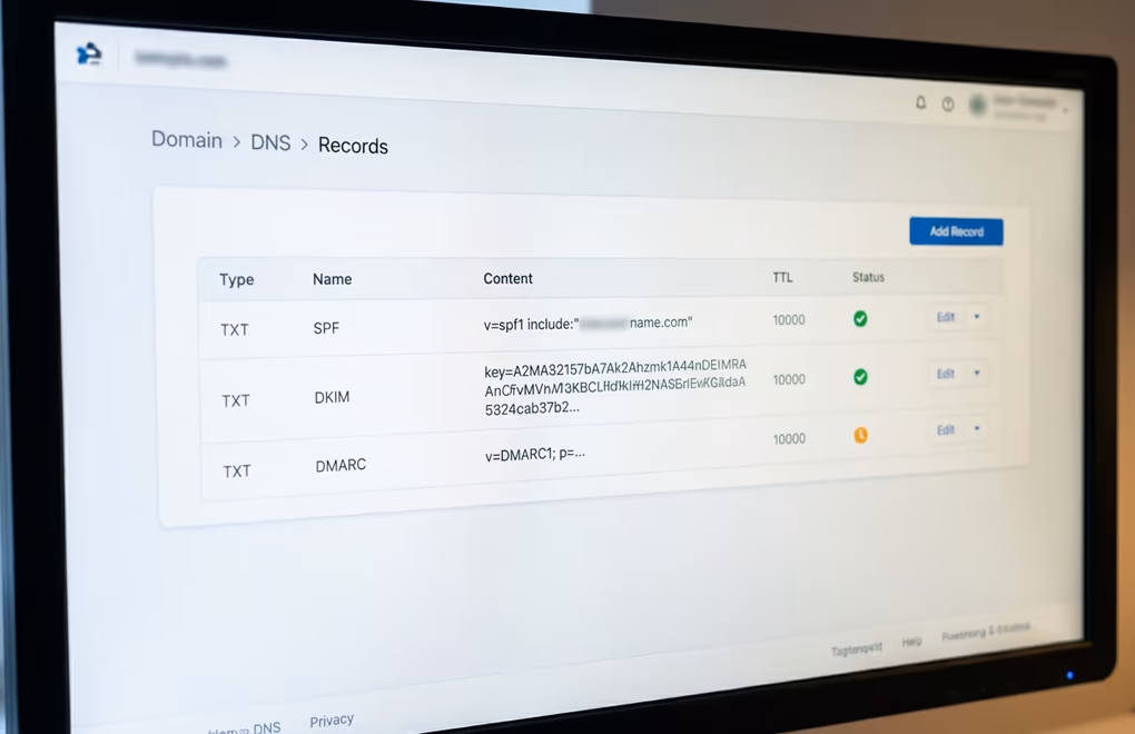 spf dkim dmarc dns records setup